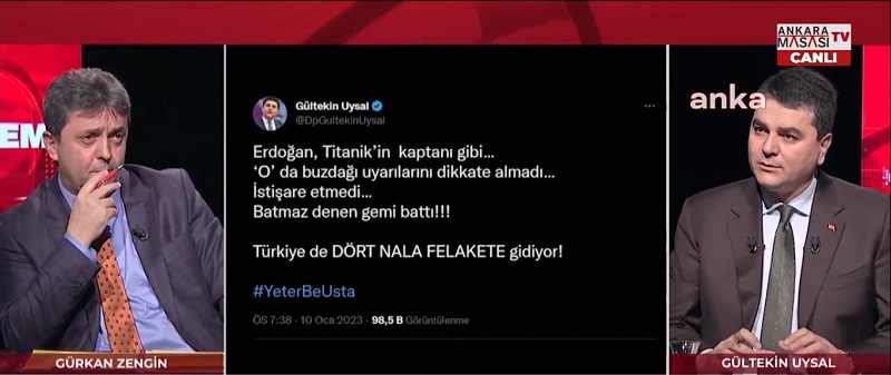 Demokrat Parti Genel Başkanı Gültekin Uysal’dan ‘Titanik’ Benzetmesi