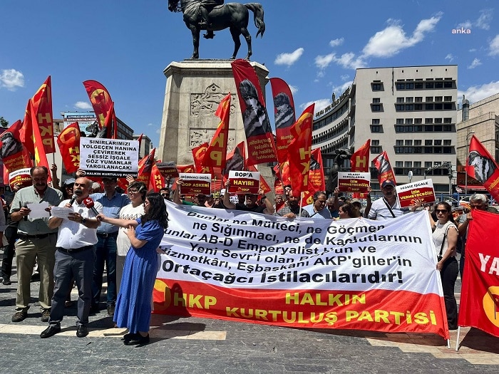 HKP iktidarın göçmen politikalarını protesto etti: “Sınırlarımızı yol geçen hanına çevirerek sessiz işgale göz yumanlar yargılanacak.”