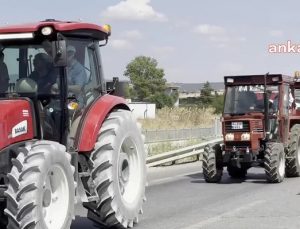 Mazot alamayan çiftçinin Uşak’taki traktörle eylemi kısa sürdü. Mazot bitti